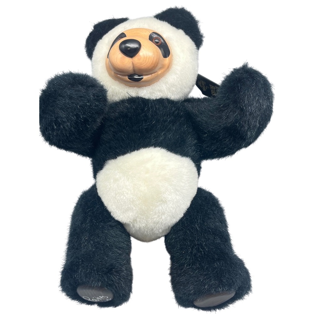 Robert Raikes‎ Bears Vintage Panda Wooden Face and Feet #142Signed W/ Tag